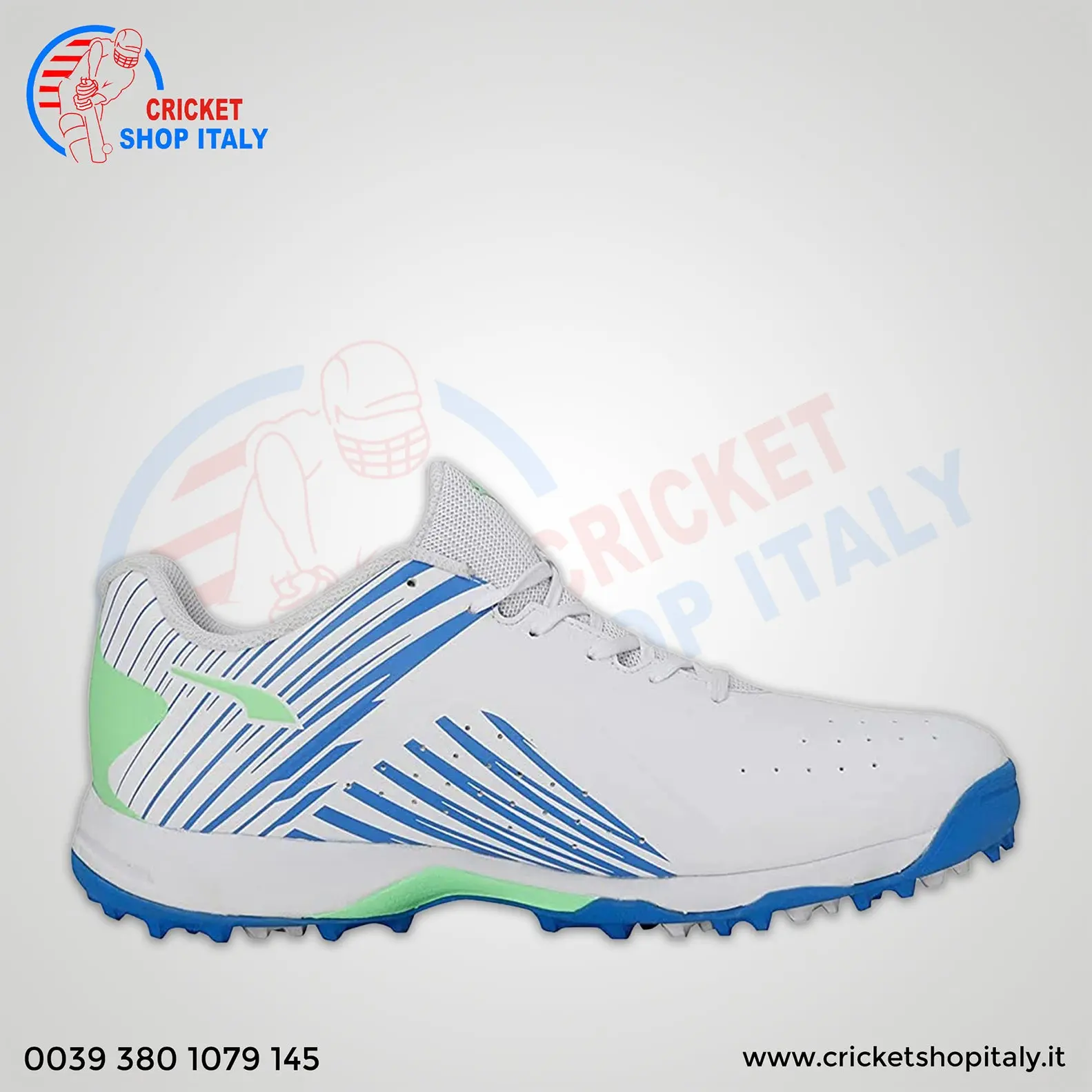 Puma 22 FH Rubber Cricket Shoes Puma White-Bluemazing - Image 3